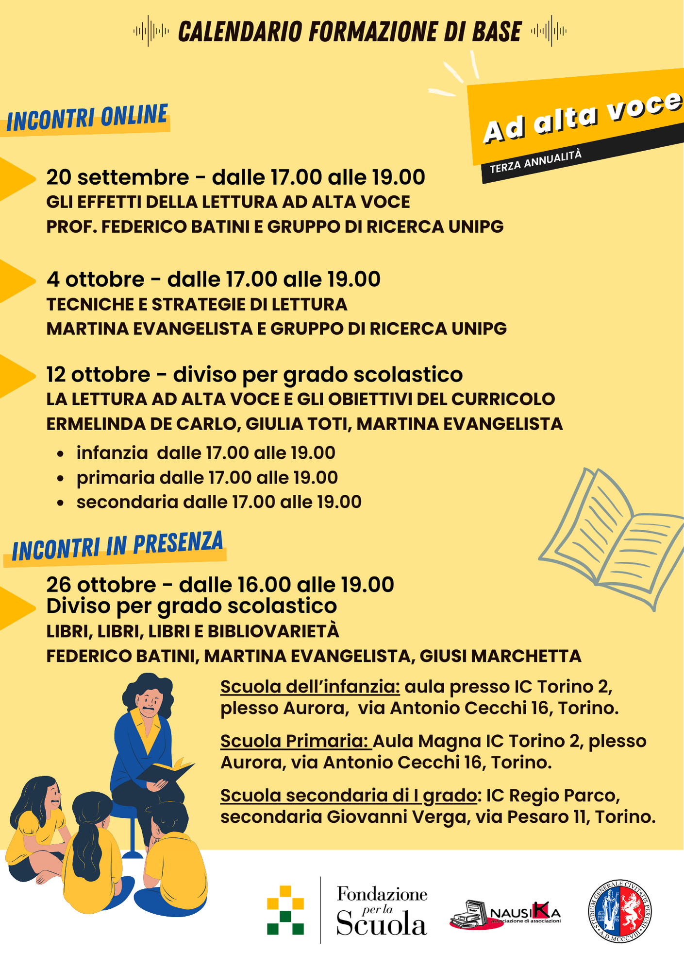 calendario ad alta voce formazione di base 2023 aggiornato